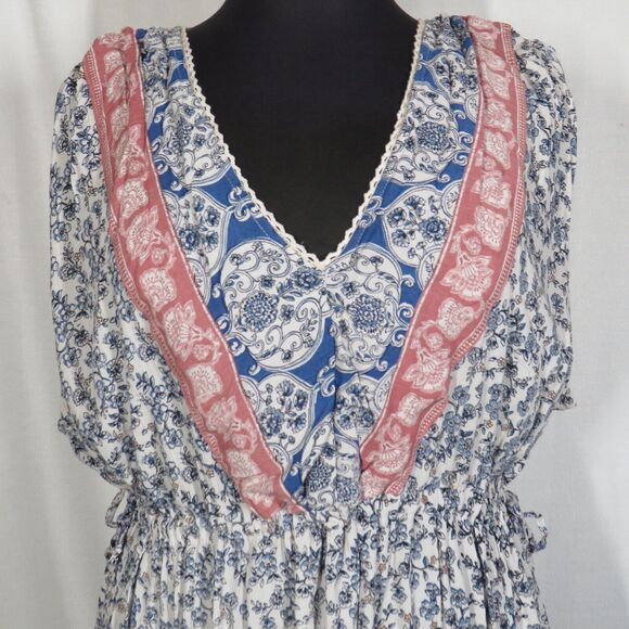 Romantic Gypsy Floral V Neck Tiered Boho Summer Dress Plus Size 3X - Picture 10 of 12